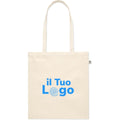 Shopper in cotone biologico con manici lunghi beige - personalizzabile con logo