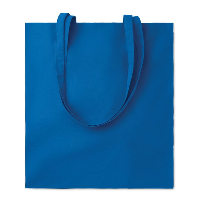 Shopper in cotone biologico EU con manici lunghi Blu Royal - personalizzabile con logo
