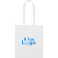Shopper in cotone biologico EU con manici lunghi Bianco - personalizzabile con logo