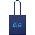 Shopper in cotone biologico EU con manici lunghi Blu - personalizzabile con logo