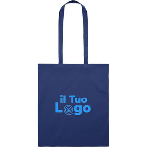Shopper in cotone biologico EU con manici lunghi Blu - personalizzabile con logo
