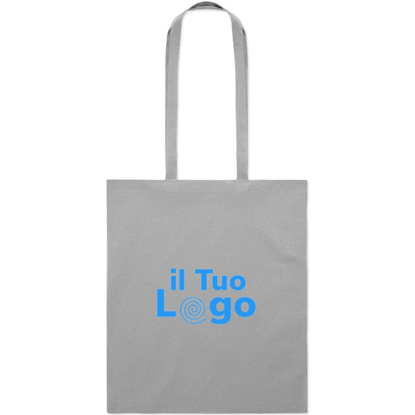 Shopper in cotone biologico EU con manici lunghi Grigio - personalizzabile con logo