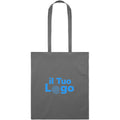 Shopper in cotone biologico EU con manici lunghi Grigio scuro - personalizzabile con logo