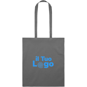 Shopper in cotone biologico EU con manici lunghi Grigio scuro - personalizzabile con logo