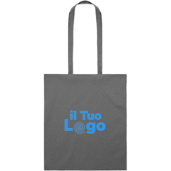 Shopper in cotone biologico EU con manici lunghi Grigio scuro - personalizzabile con logo