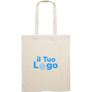 Shopper in cotone biologico EU con manici lunghi Natural beige - personalizzabile con logo