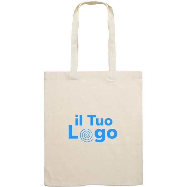 Shopper in cotone biologico EU con manici lunghi Natural beige - personalizzabile con logo