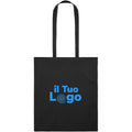 Shopper in cotone biologico EU con manici lunghi Nero - personalizzabile con logo