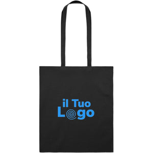 Shopper in cotone biologico EU con manici lunghi Nero - personalizzabile con logo