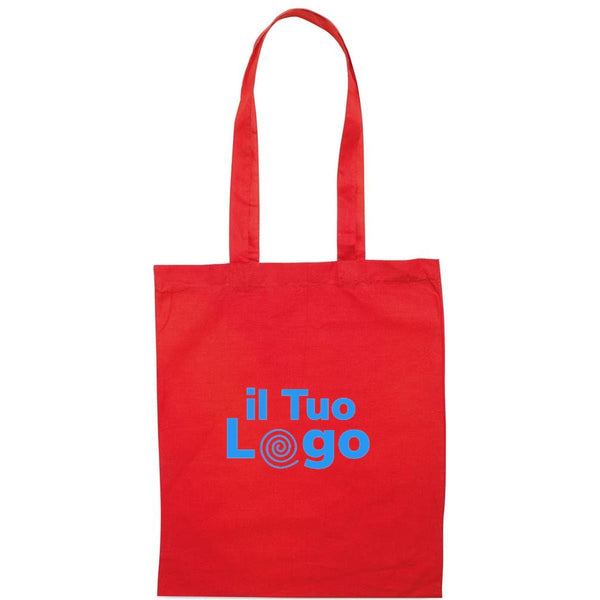 Shopper in cotone biologico EU con manici lunghi Rosso - personalizzabile con logo