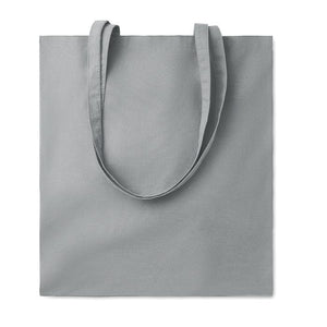 Shopper in cotone biologico EU con manici lunghi Grigio - personalizzabile con logo