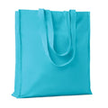 Shopper in cotone con soffietto azzurro - personalizzabile con logo