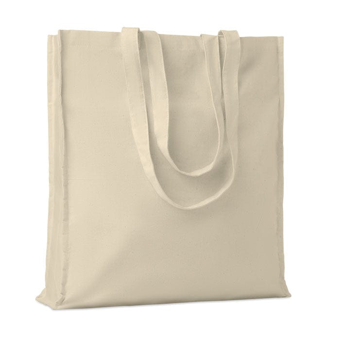 Shopper in cotone con soffietto Natural beige - personalizzabile con logo