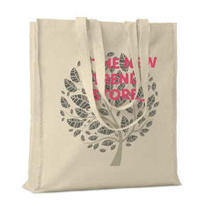 Shopper in cotone con soffietto Natural beige - personalizzabile con logo