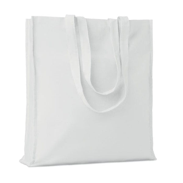 Shopper in cotone con soffietto bianco - personalizzabile con logo