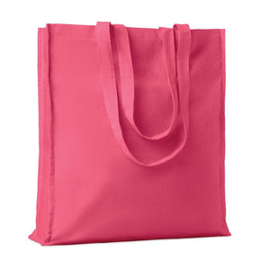 Shopper in cotone con soffietto fucsia - personalizzabile con logo