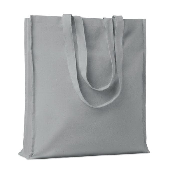 Shopper in cotone con soffietto grigio - personalizzabile con logo