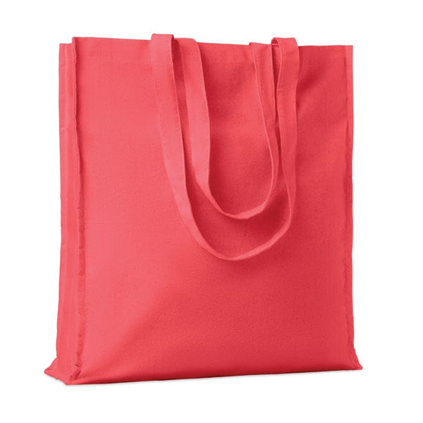 Shopper in cotone con soffietto rosso - personalizzabile con logo
