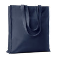 Shopper in cotone con soffietto blu navy - personalizzabile con logo