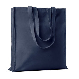 Shopper in cotone con soffietto blu navy - personalizzabile con logo