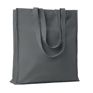 Shopper in cotone con soffietto grigio - personalizzabile con logo