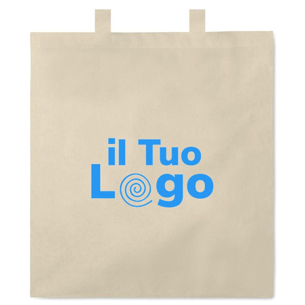 Shopper in cotone con soffietto Natural beige - personalizzabile con logo