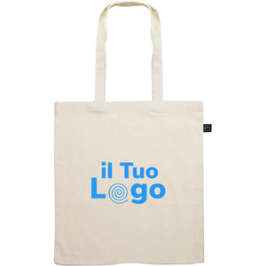 Shopper in cotone Fairtrade 180 gr/m² beige - personalizzabile con logo