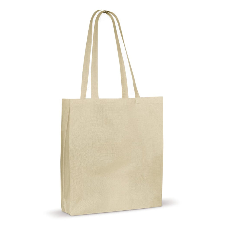 Shopper in cotone natural 140g/m² con soffietto beige - personalizzabile con logo