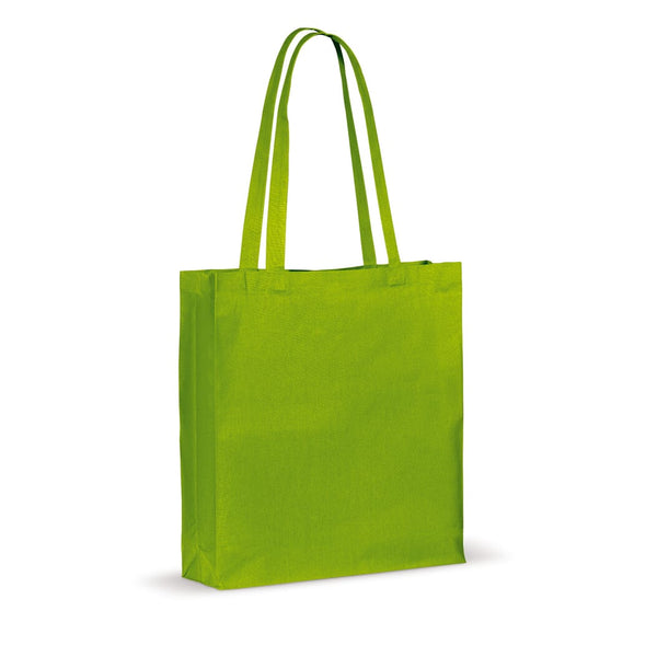 Shopper in cotone OEKO-TEX 140g soffietto colorata verde - personalizzabile con logo
