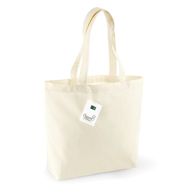 Shopper in cotone organico con soffietto beige / UNICA - personalizzabile con logo
