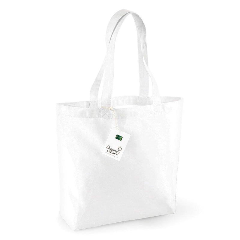 Shopper in cotone organico con soffietto bianco / UNICA - personalizzabile con logo