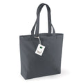 Shopper in cotone organico con soffietto grigio / UNICA - personalizzabile con logo