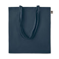 Shopper in cotone organico manici lunghi colorata blu navy - personalizzabile con logo