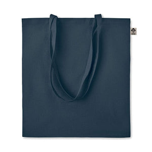 Shopper in cotone organico manici lunghi colorata blu navy - personalizzabile con logo