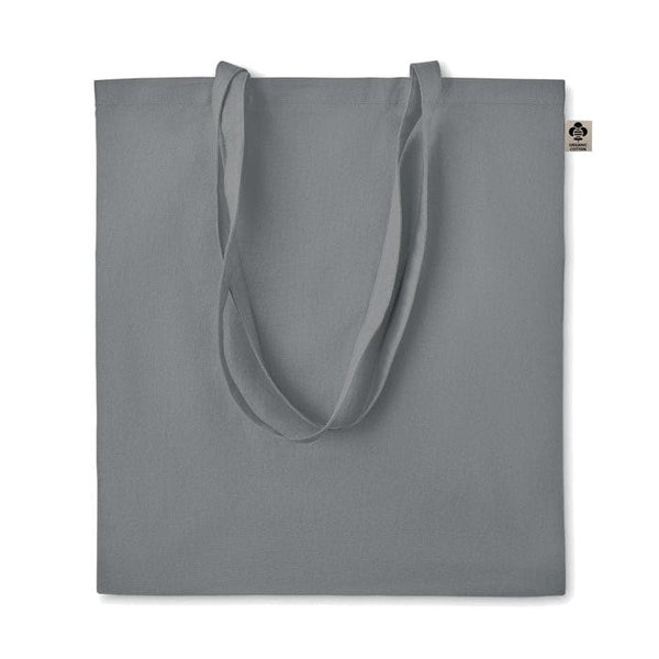 Shopper in cotone organico manici lunghi colorata Grigio - personalizzabile con logo