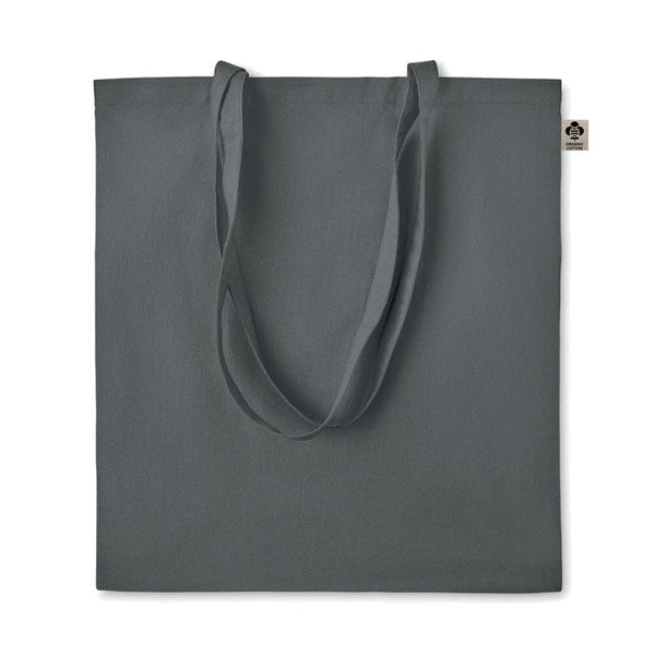 Shopper in cotone organico manici lunghi colorata grigio - personalizzabile con logo