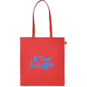 Shopper in cotone organico manici lunghi colorata - personalizzabile con logo