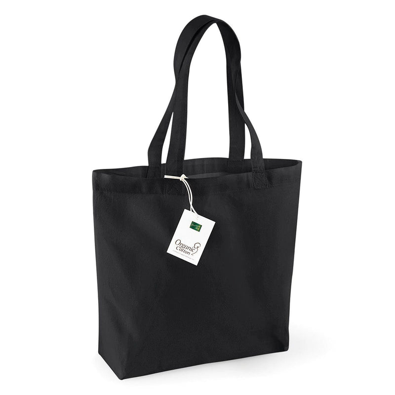 Shopper in cotone organico con soffietto nero / UNICA - personalizzabile con logo