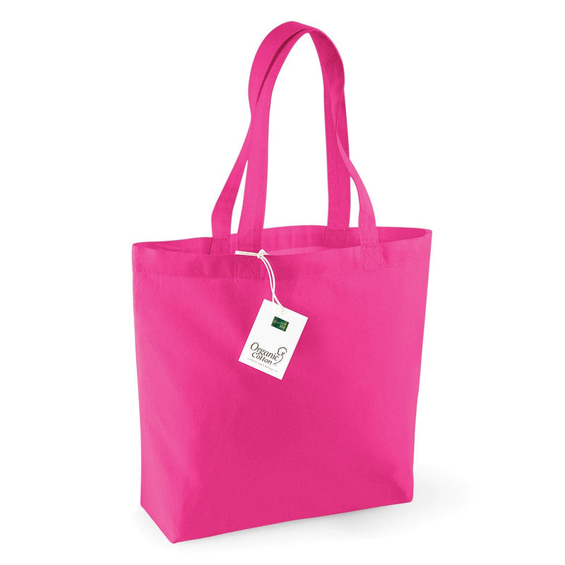 Shopper in cotone organico con soffietto rosa / UNICA - personalizzabile con logo