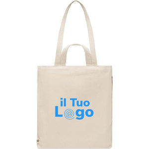 Shopper in cotone riciclato beige - personalizzabile con logo