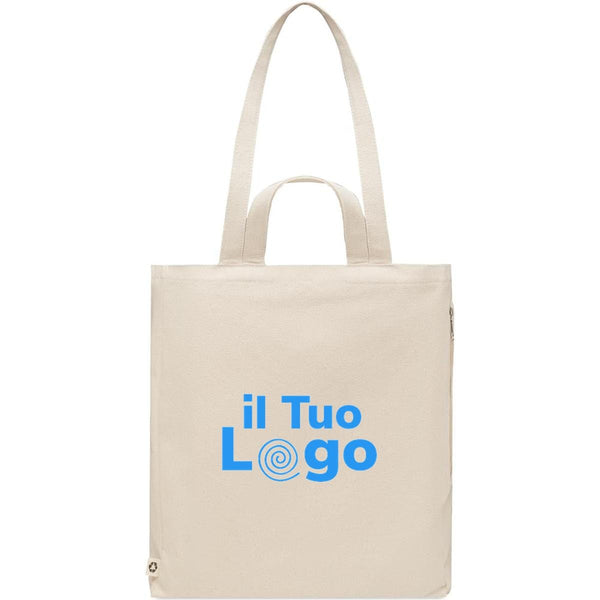 Shopper in cotone riciclato beige - personalizzabile con logo