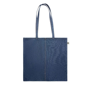 Shopper in denim riciclato blu - personalizzabile con logo