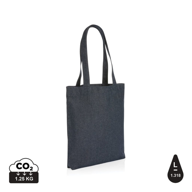 Shopper in denim riciclato Impact AWARE™ 38x43 cm blu - personalizzabile con logo