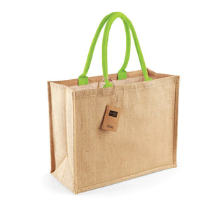 Shopper in Juta Deluxe beige/lime green / UNICA - personalizzabile con logo