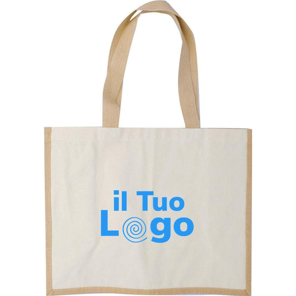 Shopper in juta e canvas - personalizzabile con logo