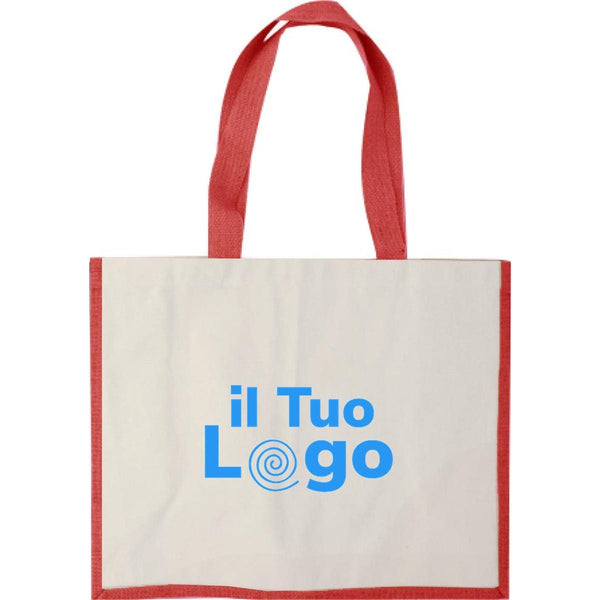 Shopper in juta e canvas - personalizzabile con logo