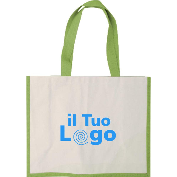 Shopper in juta e canvas - personalizzabile con logo