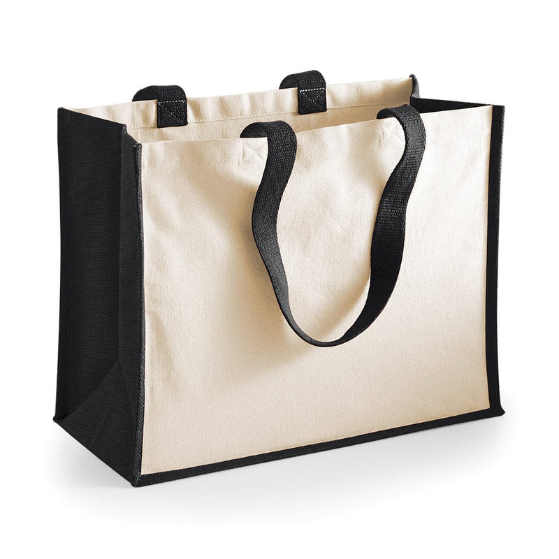 Shopper in Juta e Cotone Grande nero / UNICA - personalizzabile con logo