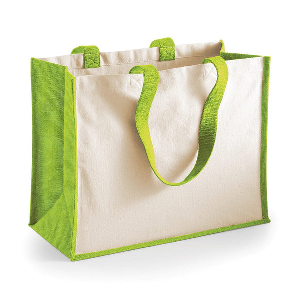 Shopper in Juta e Cotone Grande verde / UNICA - personalizzabile con logo