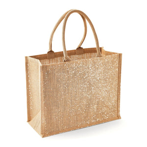 Shopper in Juta Metallizzata beige / UNICA - personalizzabile con logo